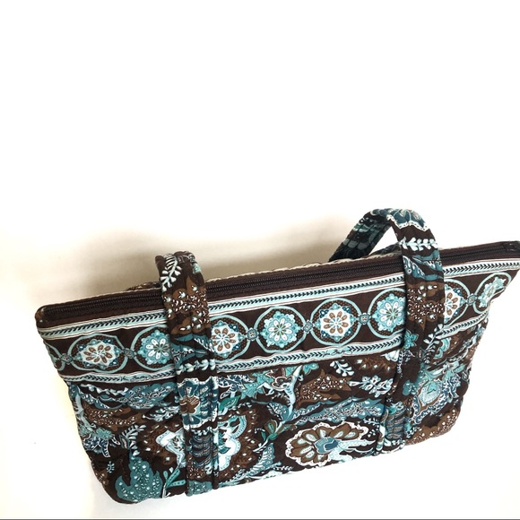Vera Bradley | Bags | Vera Bradley Shoulder Purse Tote Blue Brown ...